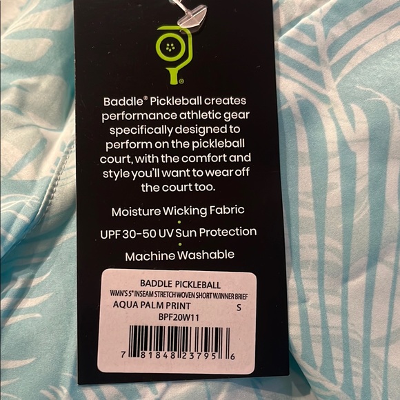 Baddle Pickleball Tropical Shorts - Aqua - Picture 3 of 4